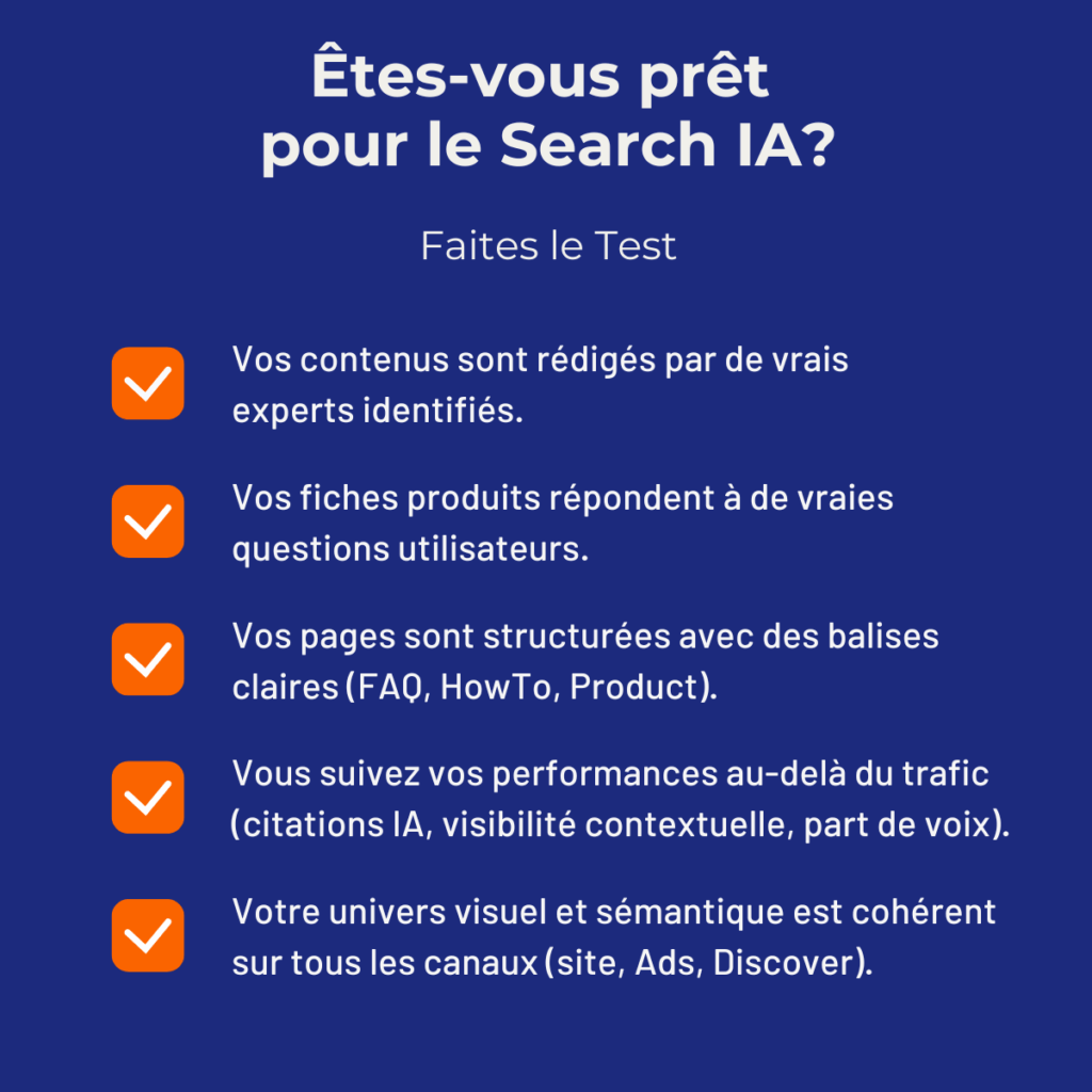 Checklist pour évaluer si votre site est prêt pour Google Search IA